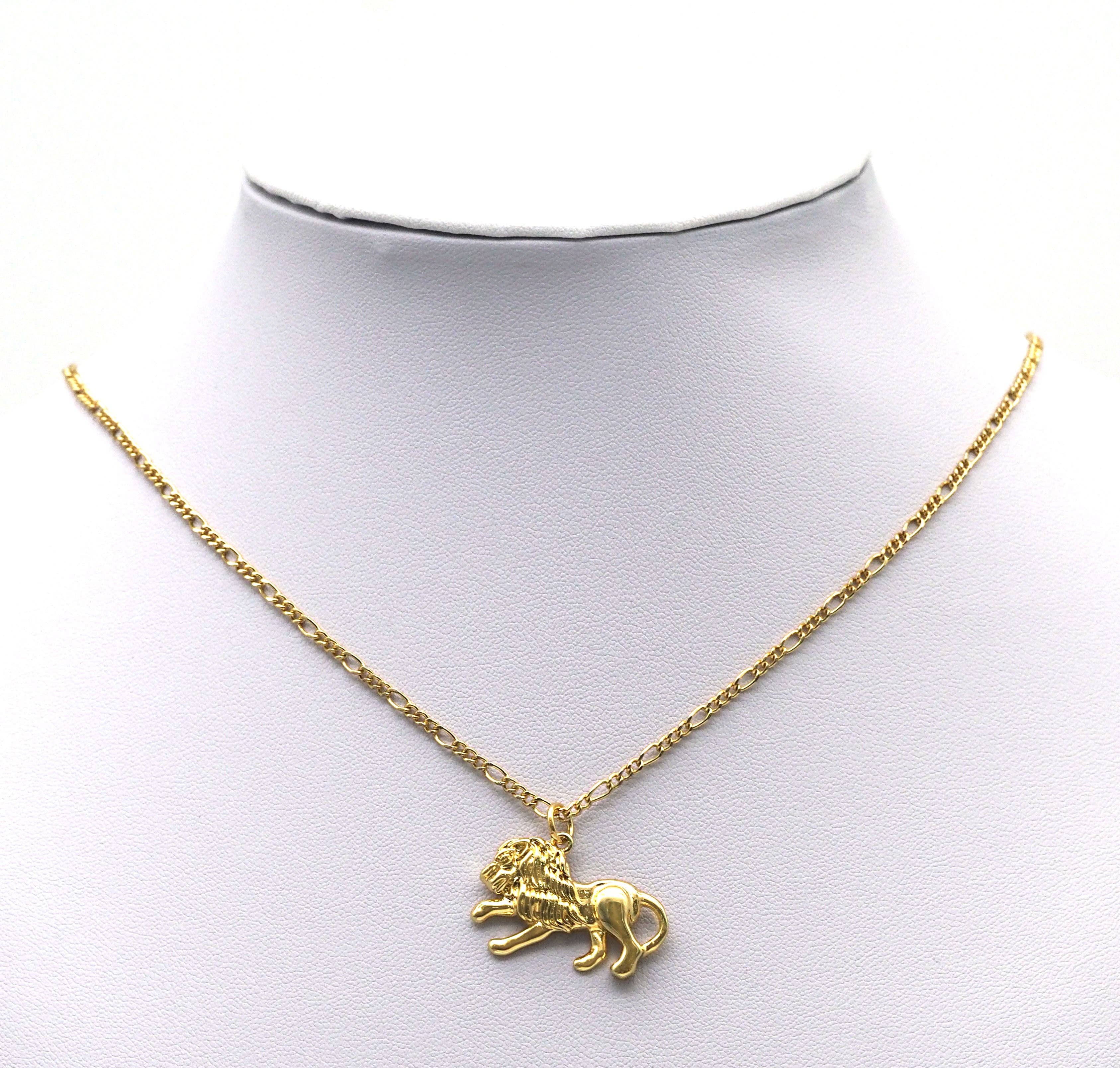 Gold CZ Runniing Lion Charm, Sku#LX91