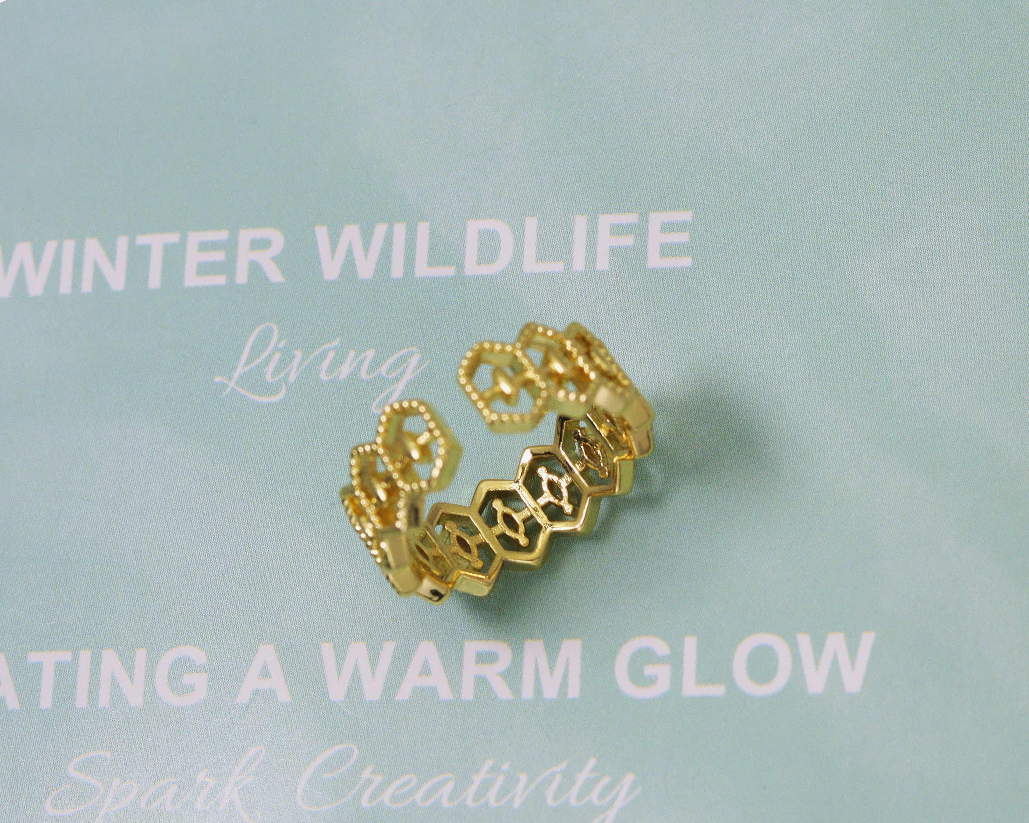CZ Hexagon Adjustable Ring, Sku#LD207