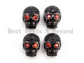 CZ Red Eye Skull Black CZ Pave On Black Micro Pave Beads, Cubic Zirconia Spacer Beads,12x10x7mm, sku#G316