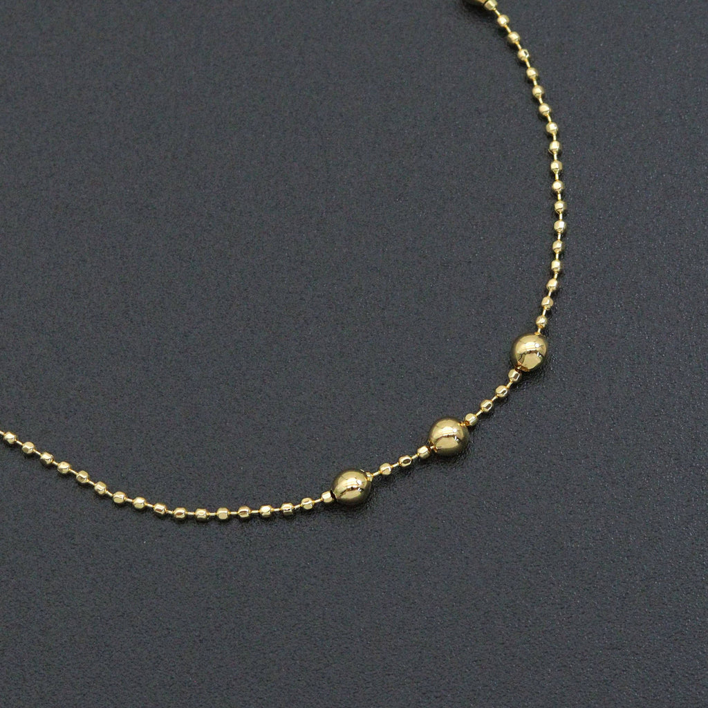 Dainty Gold ball Chain Adjustable Necklace , Sku#JL203