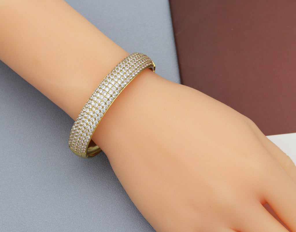 CZ Band Bangle Bracelet, Sku#B187C