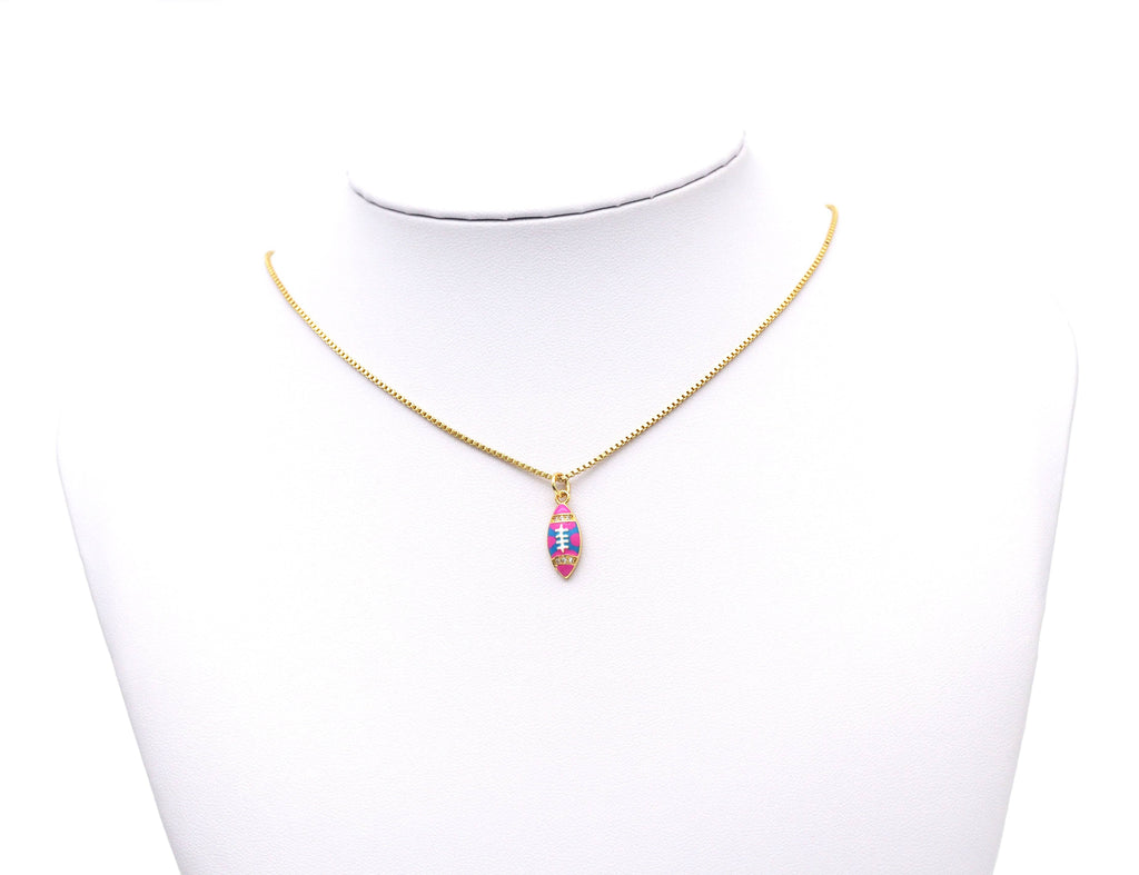 CZ Micro Pave Colorful Enamel Football Shape Pendant,18K Gold Filled Football Charm, Necklace Bracelet Charm Pendant, Sku#Y599
