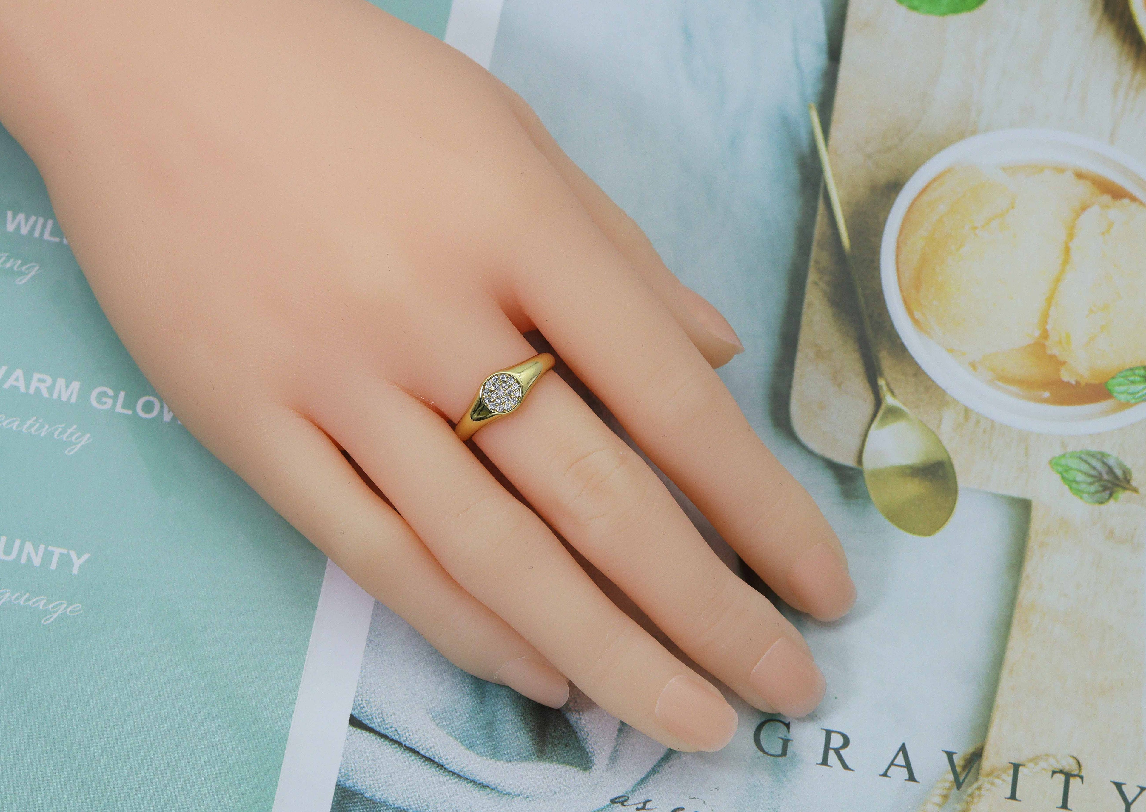 CZ Round Dot Adjustable Ring, Sku#O91
