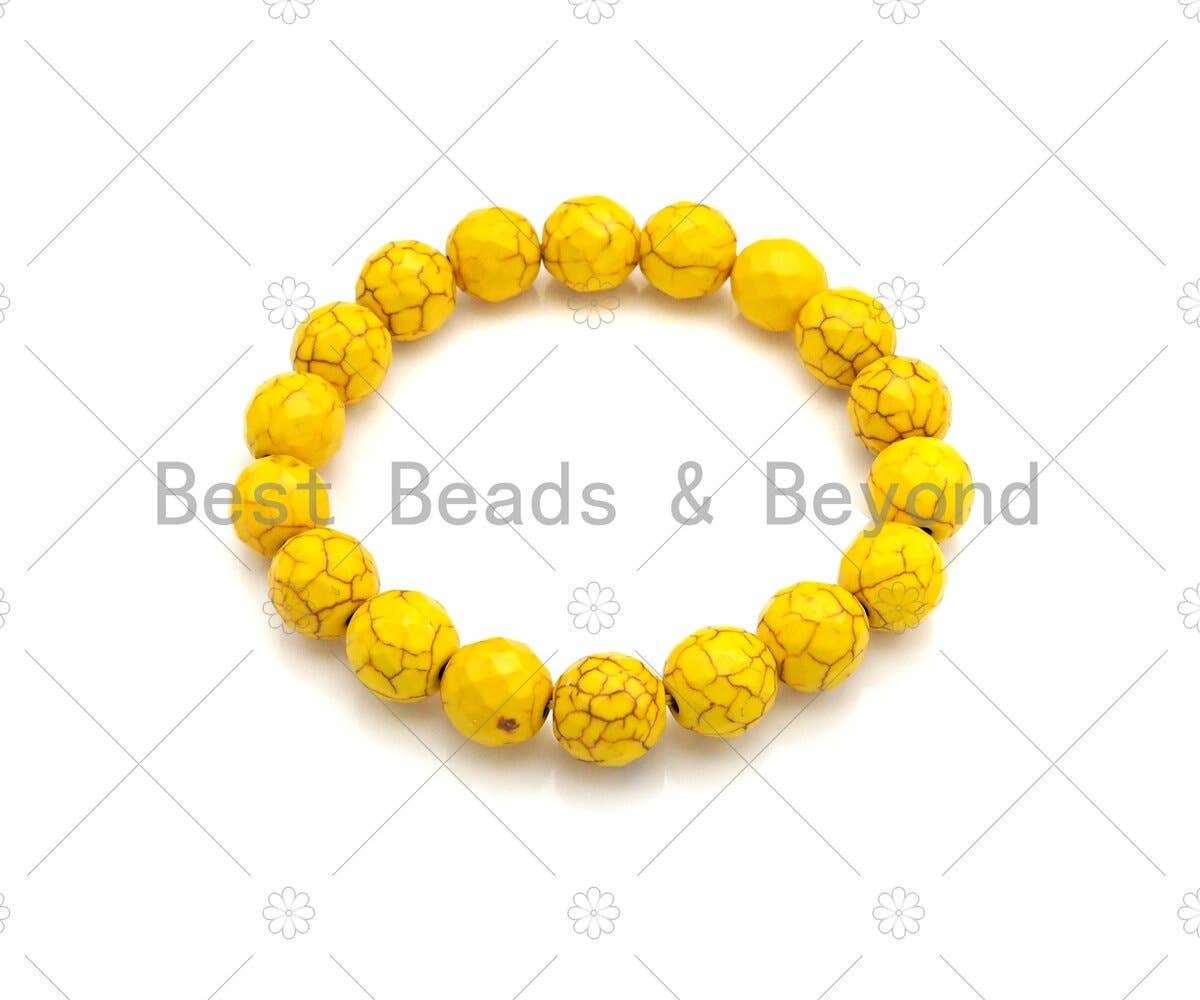 Natural Yellow Howlite Stretchy Bracelet,SKU#EF42
