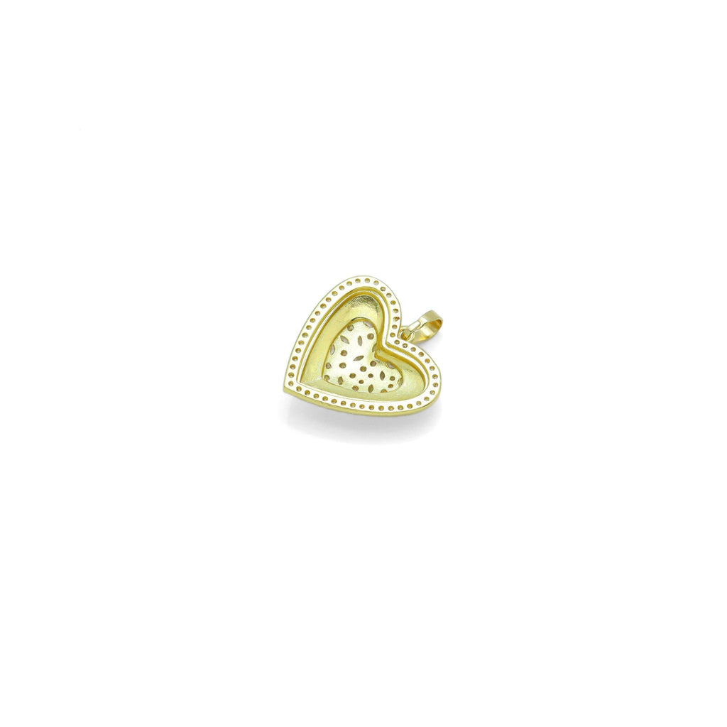 CZ Silver Gold double Heart Shape Charm Pendant, Sku#A301