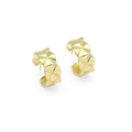 Gold Flower Hammered Huggie Hoop Earrings, Sku#LK841