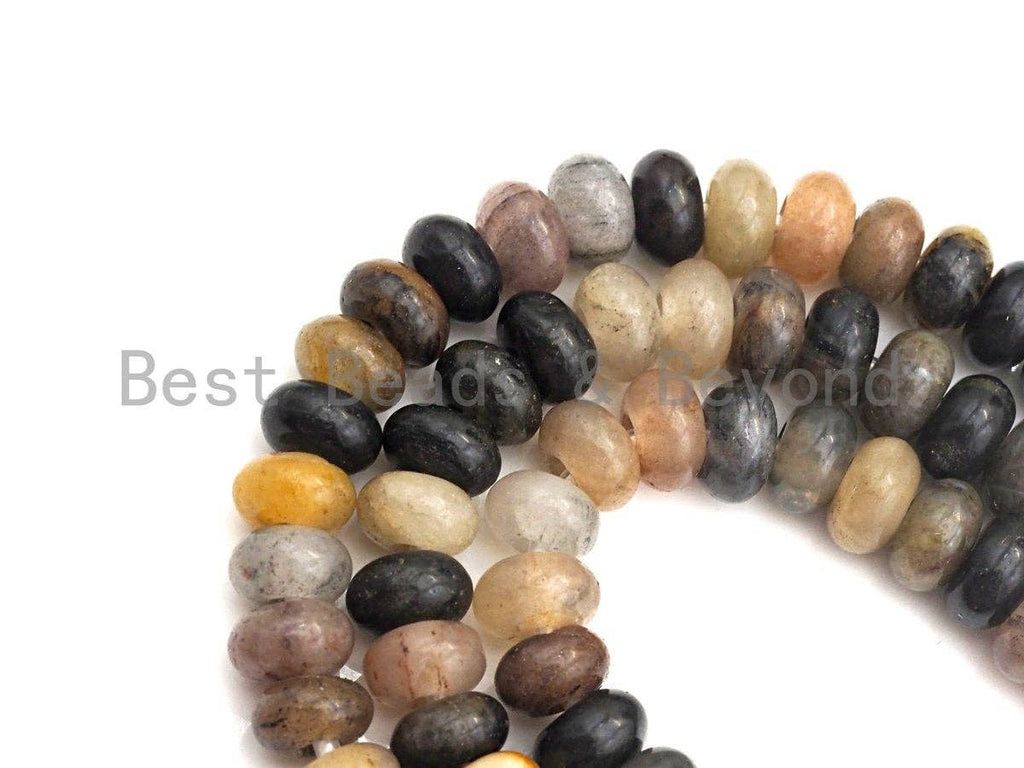 2mm Large Hole Natural Chinese Tourmaline Beads, Rondelle Smooth 6x10mm/5x8mm, 8" Long Strands, sku#U722