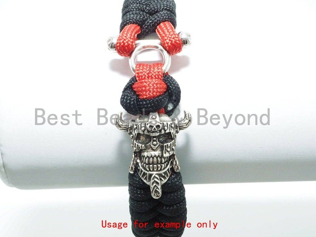 Antique Viking Pirate Skull Bead, For 550 Paracord Survival Bracelet, Men's Bracelet Beads, Paracord KeyChain Beads, 22x24mm, 1pc, sku#Y101
