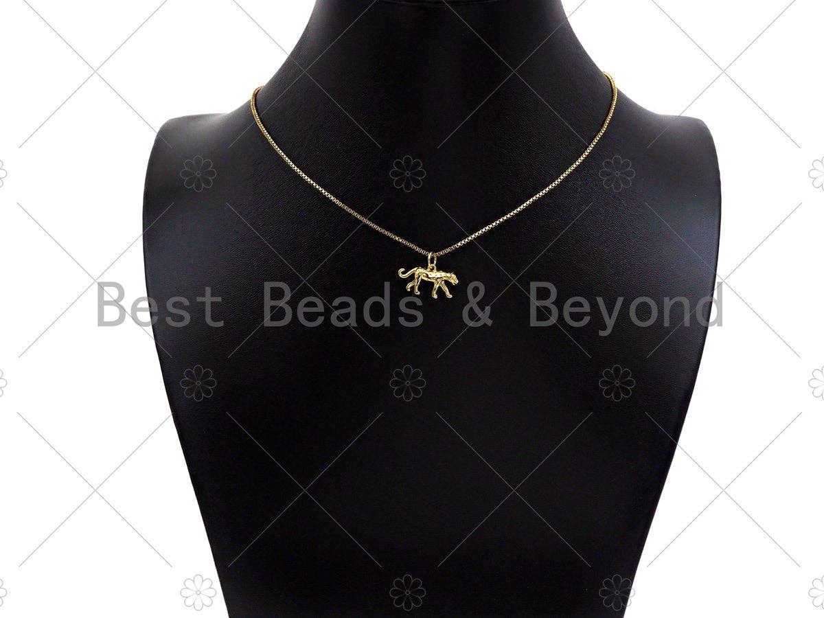 3D CZ Pave Leopard Pendant/Charm, Bracelet Necklace Jaguar Panther Pendant Charm, Silver/Gold/Rose Gold Tone,18x10mm,Sku#Y372