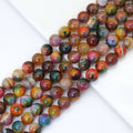 14mm Orange Green Agate Round Smooth Beads, Sku#U1847