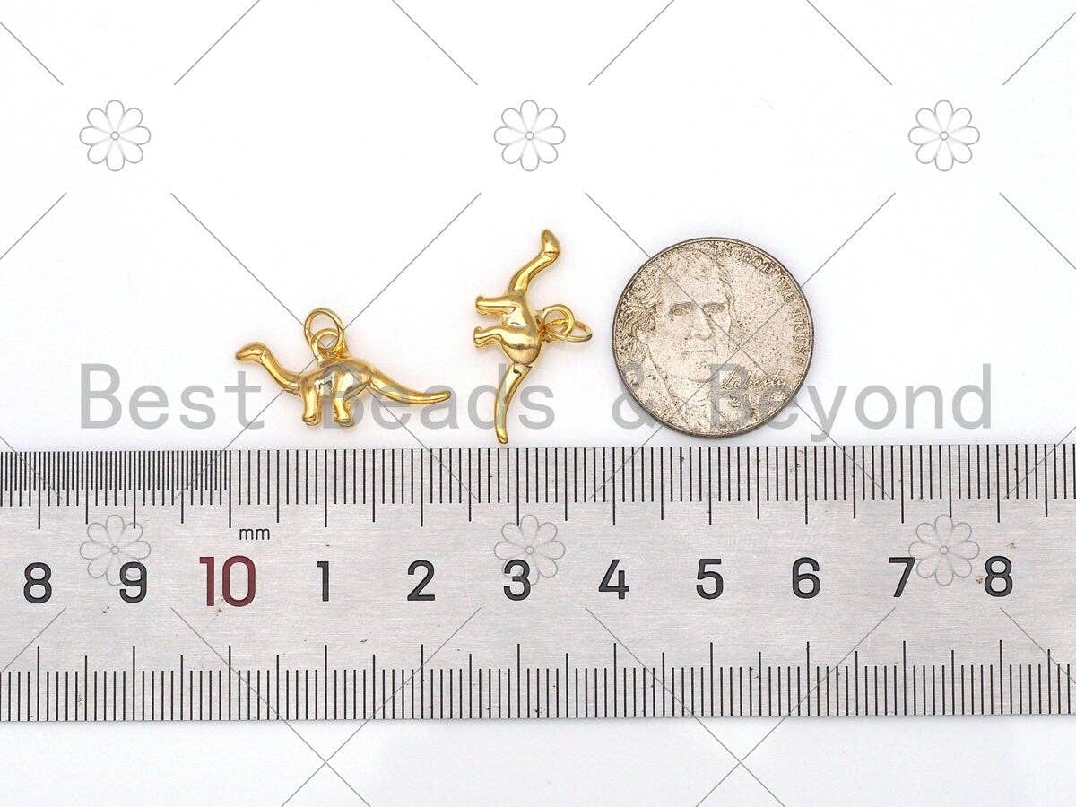 3D Dinosaur Shape Pendant, 18K Gold Filled Dinosaur Charm, Necklace Bracelet Charm Pendant,23x10mm,Sku#ZX38