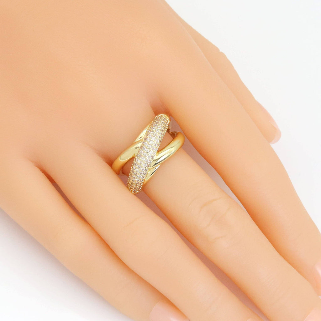 Clear CZ Chunky Cross Adjustable Ring, Sku#Y936