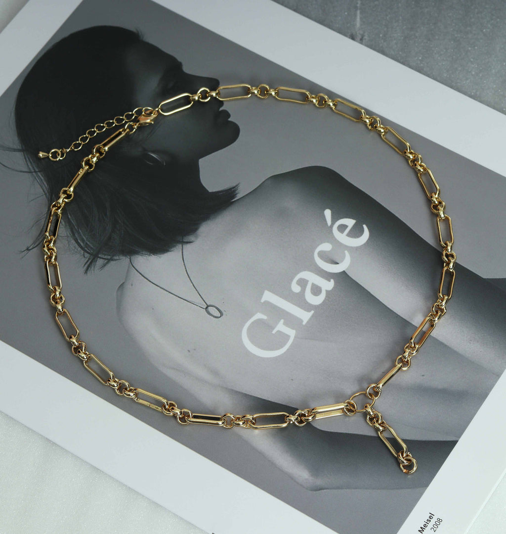 Custom Thick Mixed Paperclip Drop Chain Necklace, sku#EF165