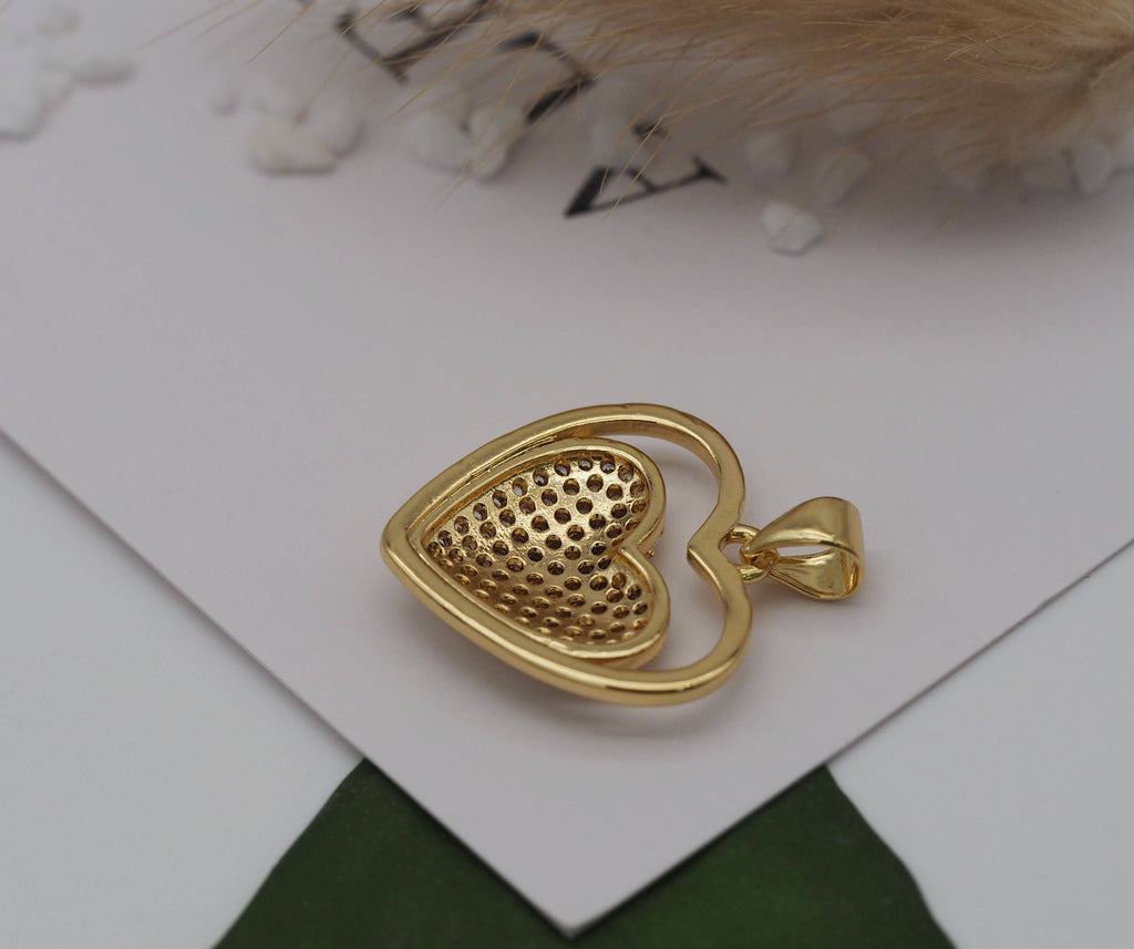CZ Heart Charm, Sku#LK632