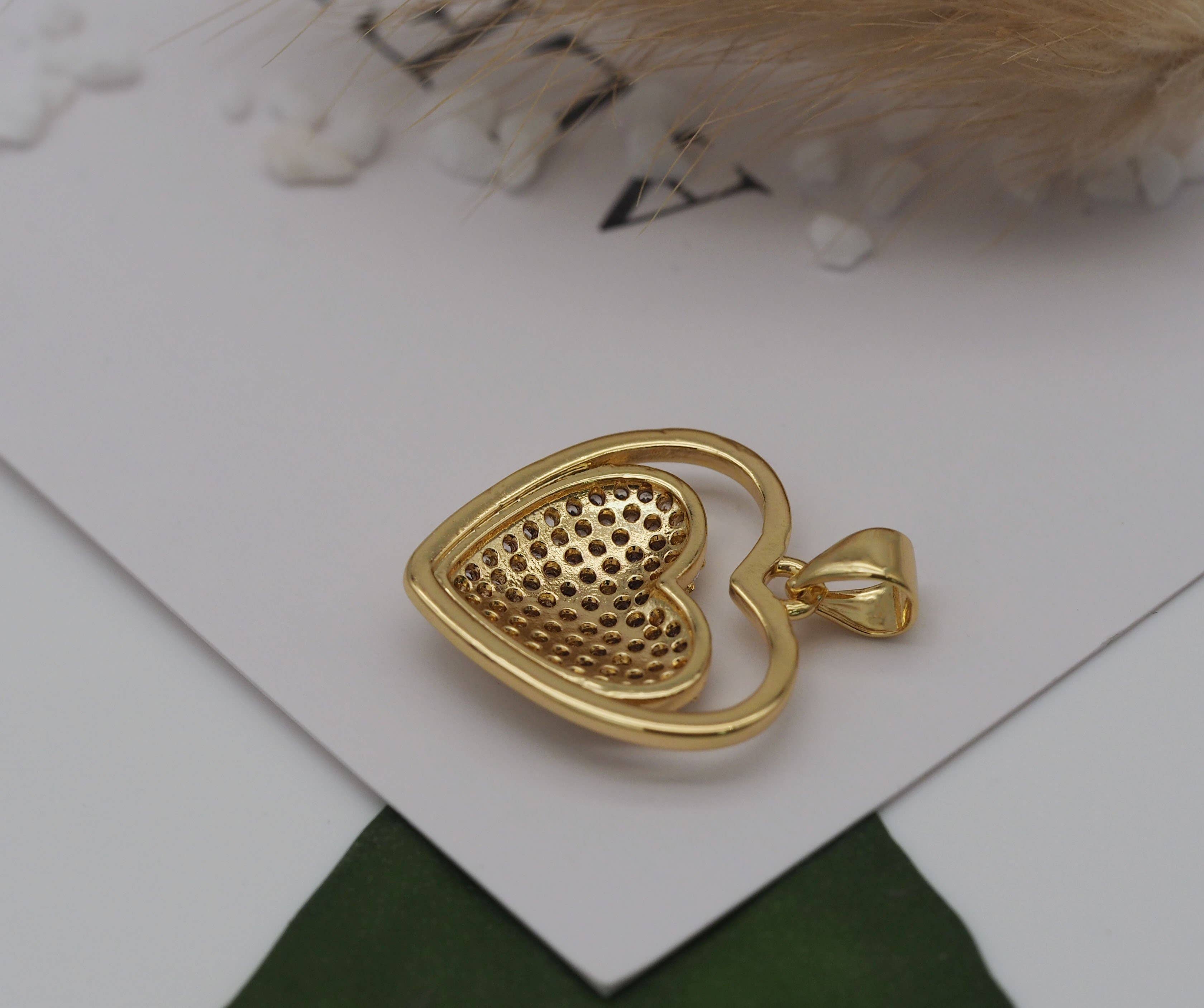 CZ Heart Charm, Sku#LK632