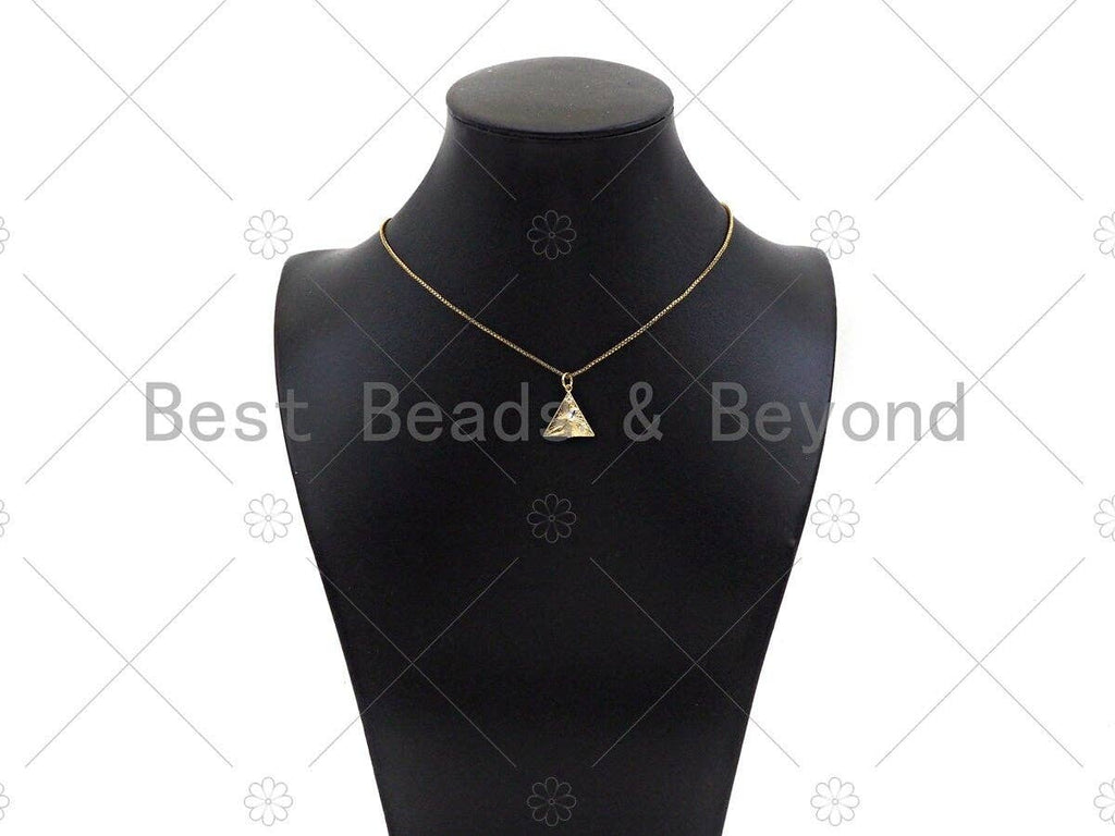 Baguette CZ Micro Pave Pyramid Shape Pendant/Charm, 14K Gold Filled Charm, Necklace Bracelet Charm Pendant,16x16mm,Sku#ZX30