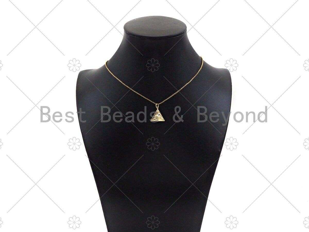Baguette CZ Micro Pave Pyramid Shape Pendant/Charm, 14K Gold Filled Charm, Necklace Bracelet Charm Pendant,16x16mm,Sku#ZX30
