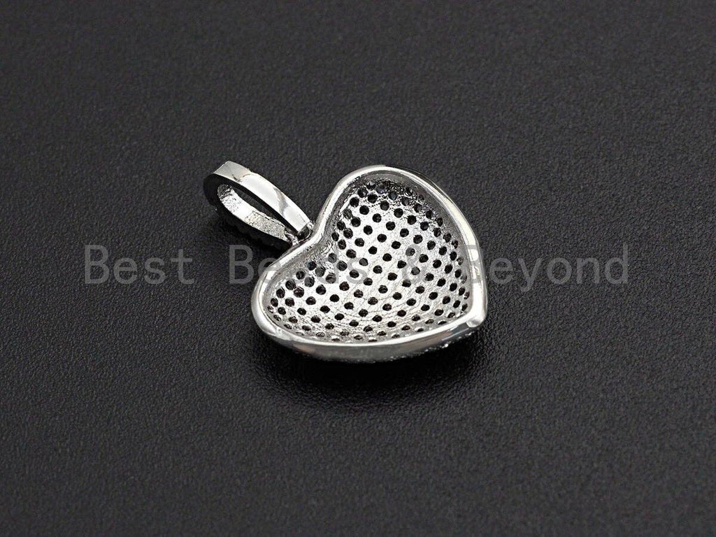 Clear CZ Micro Pave Heart Pendant/Charm, Bracelet Necklace Cubic Zirconia  Heart Pendant Charm, 18x17mm,sku#Z478