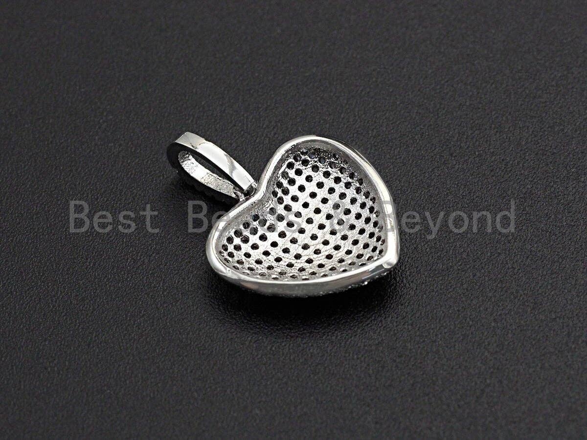 Clear CZ Micro Pave Heart Pendant/Charm, Bracelet Necklace Cubic Zirconia  Heart Pendant Charm, 18x17mm,sku#Z478