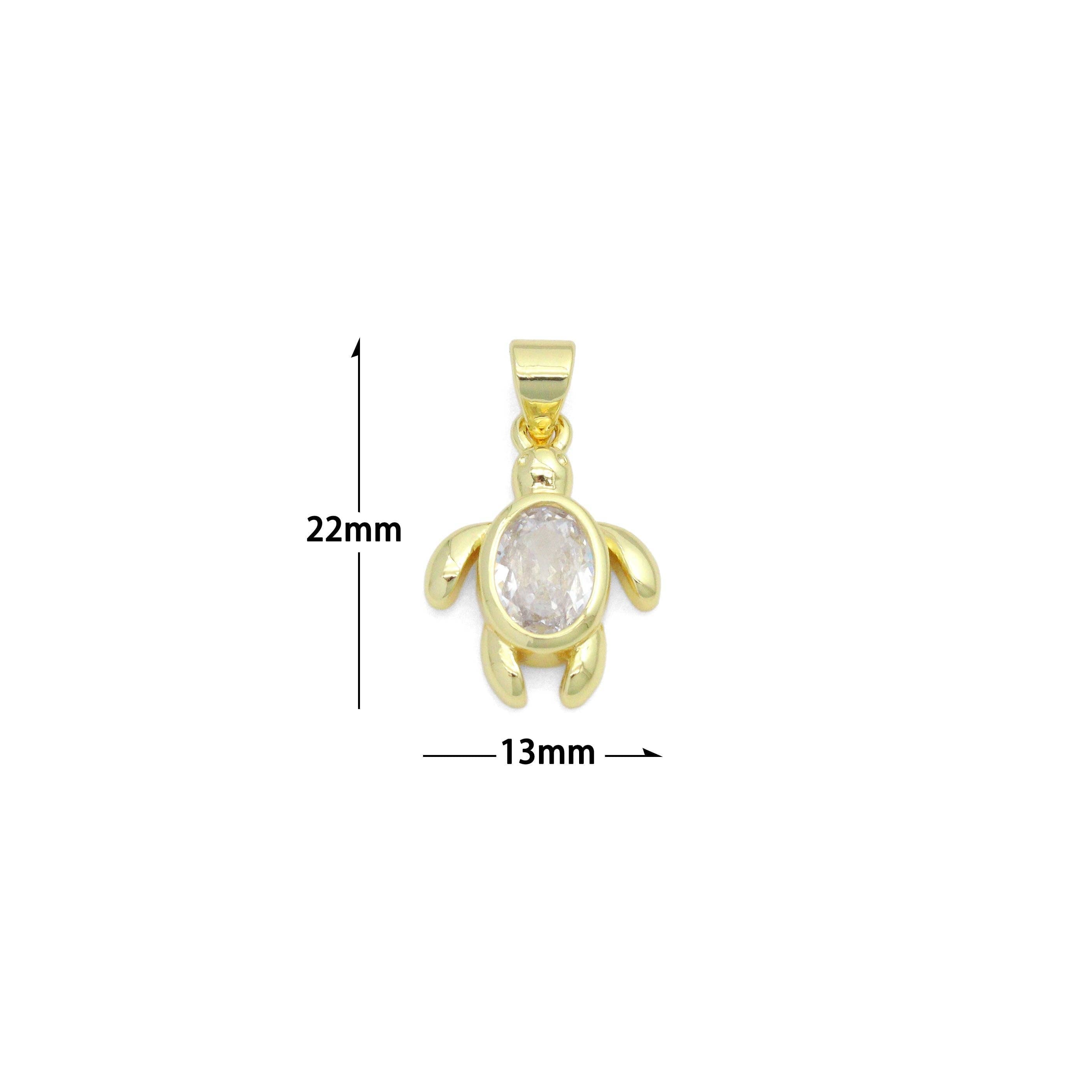 Clear Oval CZ Tortoise Turtle Charm Pendant,Sku#LD716