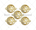 CZ Micro Pave North Star With Cresent Moon Connector, Cubic Zirconia Round Connector, 18k Gold Necklace Bracelet Connector,16x21mm,Sku#LK312