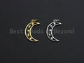 Crescent Moon North Star Hollow Out Pendant, Cubic Zirconia Pendant, Silver/Gold Tone,12x19mm, Sku#Z486