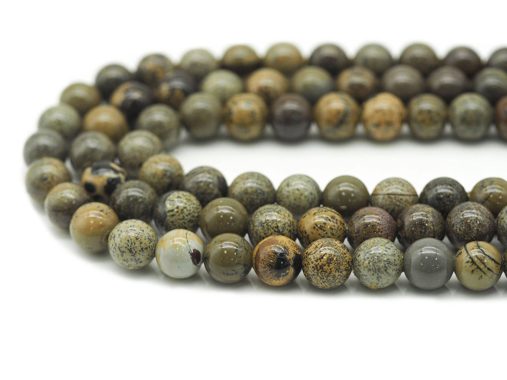 Natural Grass Flower Jasper Round Smooth Beads, Sku#U1332