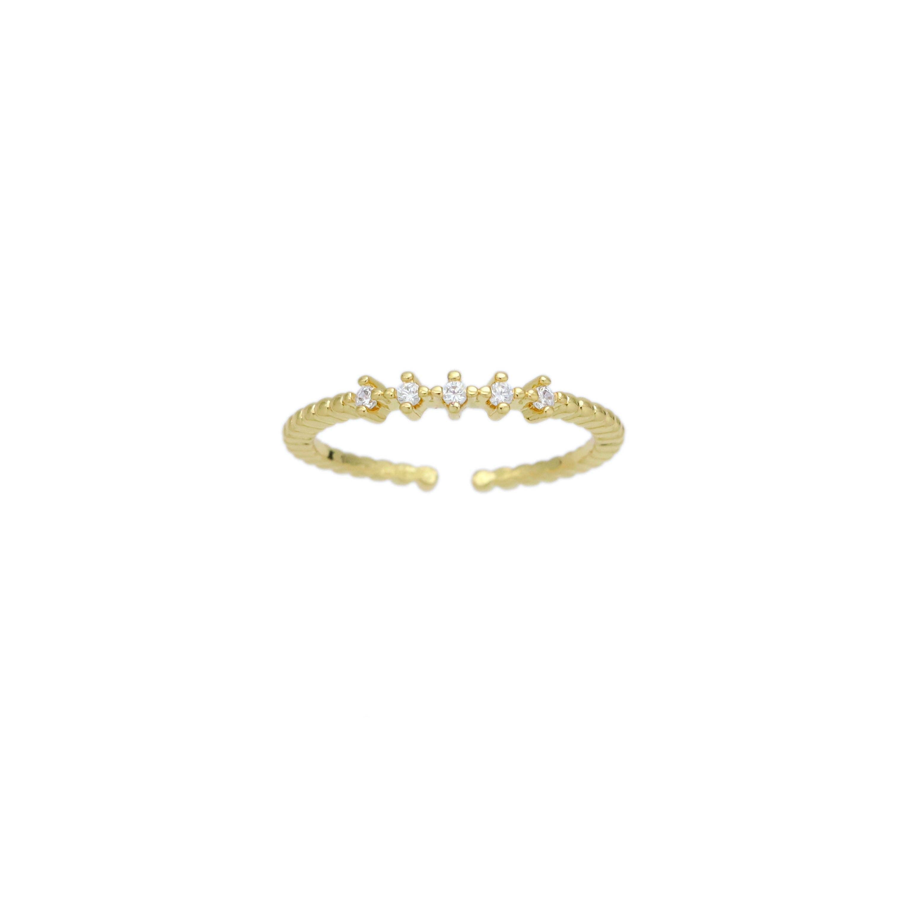 Dainty CZ Slim Adjustable Ring, Sku#LD581