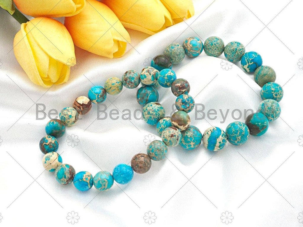 Turquoise Blue Imperial Jasper Stretchy Bracelet, Sku#EF34