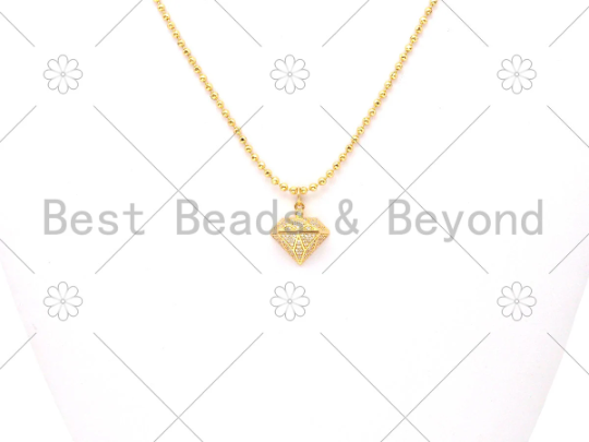 CZ Micro Pave Diamond Shape Pendant/Charm, 18K Gold Filled Diamond Charm, Necklace Bracelet Charm Pendant, 16x15mm,Sku#Y484