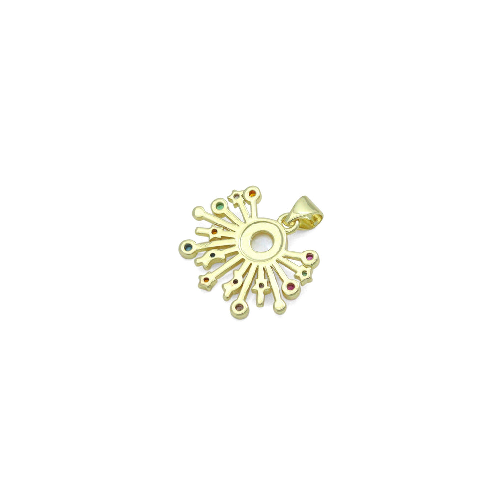 Colorful CZ Radial Moonstone Sun Charm Pendant,Sku#LX872