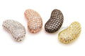 CZ Micro Pave Bean Shape Spacer Beads with Clear Crystal for Bracelet/Necklace, Cubic Zirconia Beads, 23x13x8mm, sku#G62