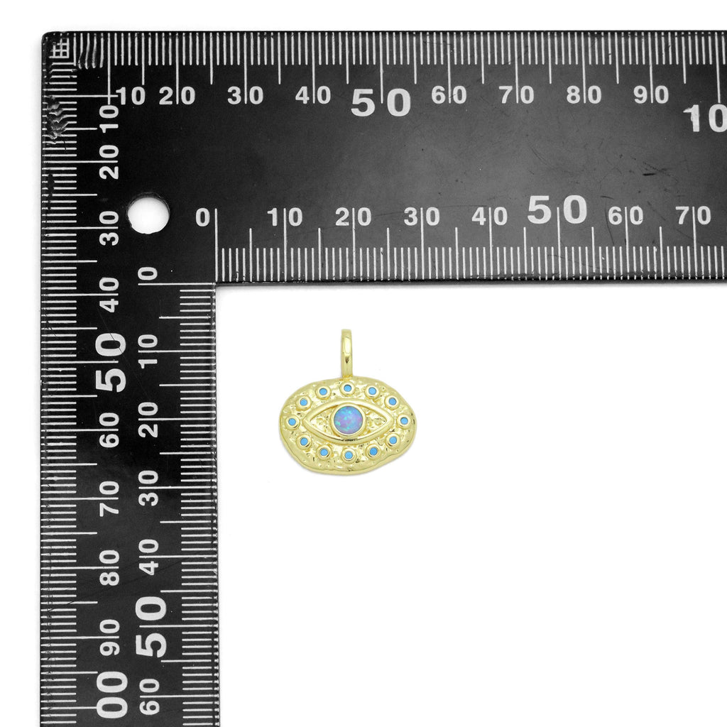 CZ Oval Shape Evil Eye with Opal Center Pendant, Sku#LX570