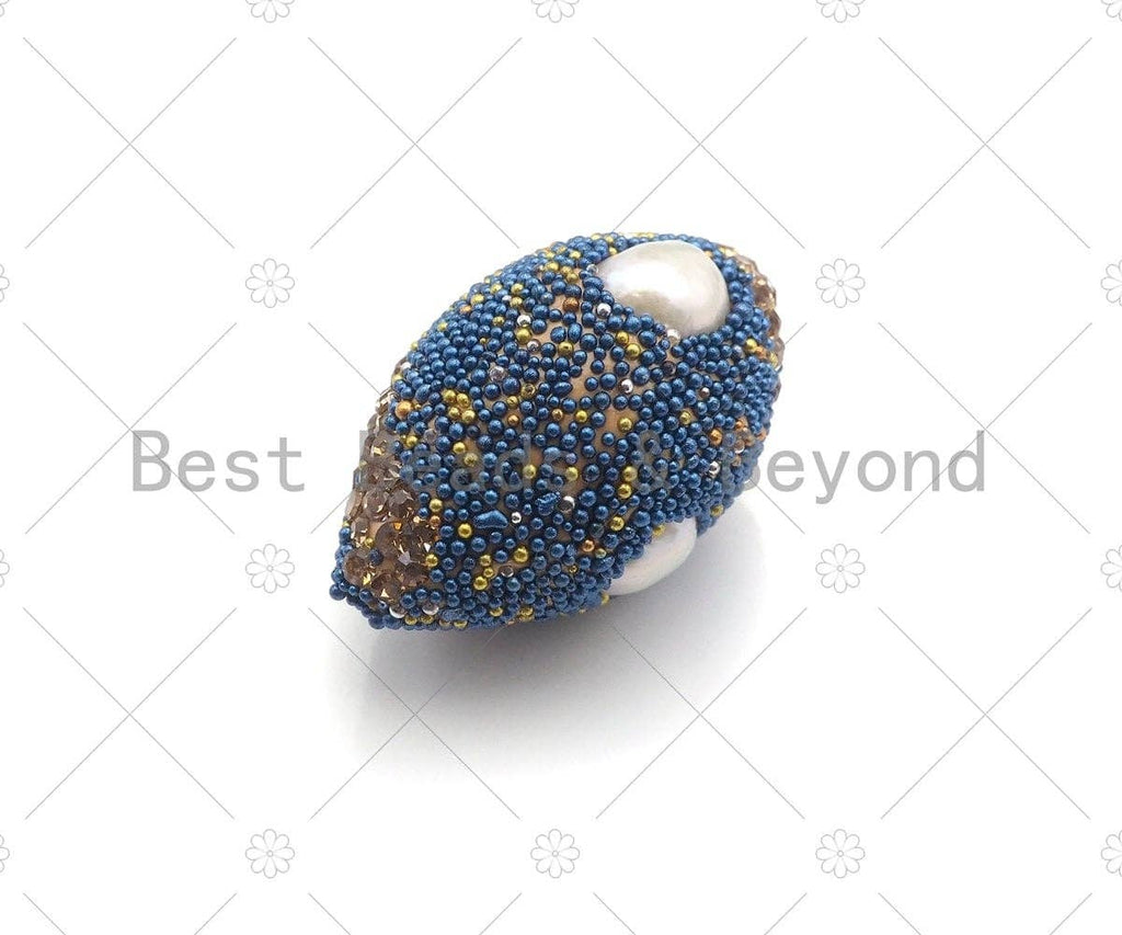 NEW Style Oval Football Shape Druzy Rhinestone Spacer Beads,  Druzy Pearl Beads, Pave Rhinestone Spacer Bead, 17x26mm, sku#V64