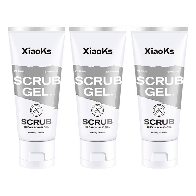 Xiaoks Clean Scrub Gel (3-Pack) with Carbomer & Betaine - 1-Minute Exfoliation, Mild & Gentle for Sensitive Skin - Non-Irritating Daily Exfoliator - 50G Each