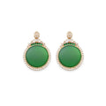 CZ Round Green Jade Pendant, Sku#LX346