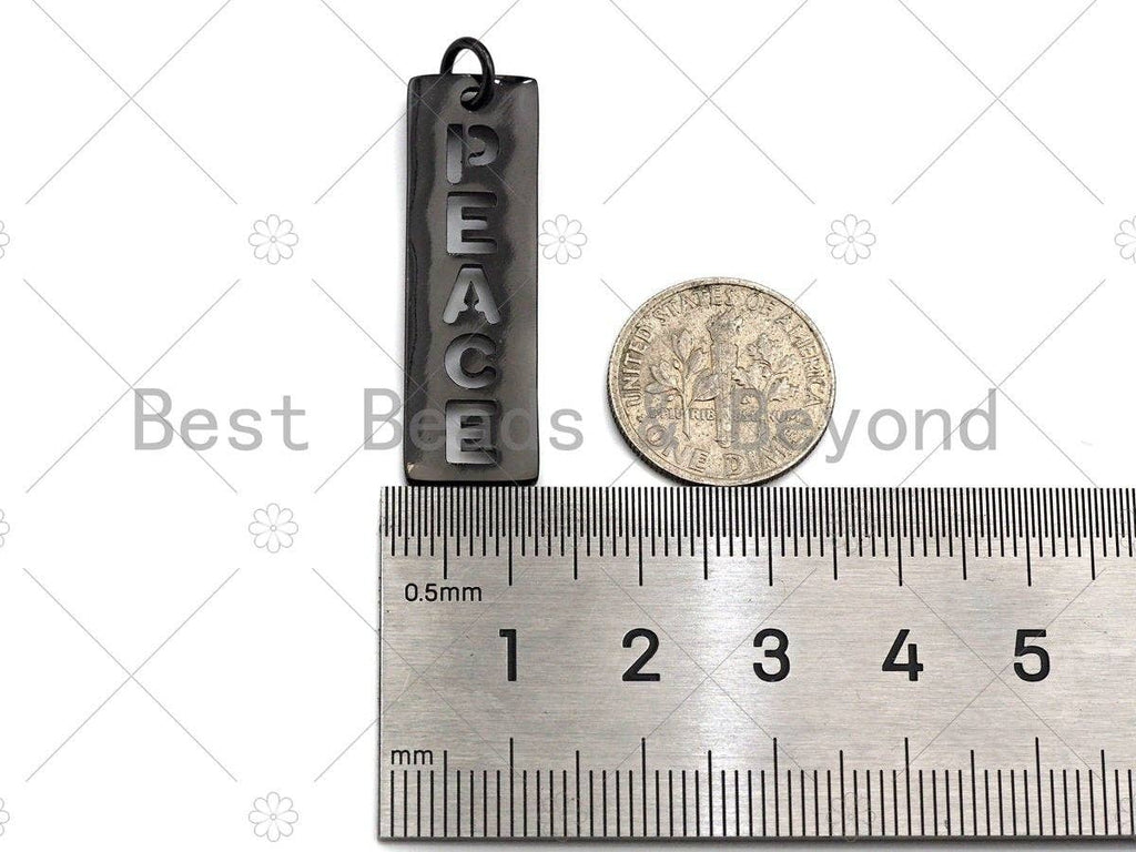 Hollow Out PEACE Bar Pendant, Gold/Silver/Rose Gold/Black Rectangle Dog Tag Pendant, DIY Jewelry Gift, 10x29mm, Sku#ML05