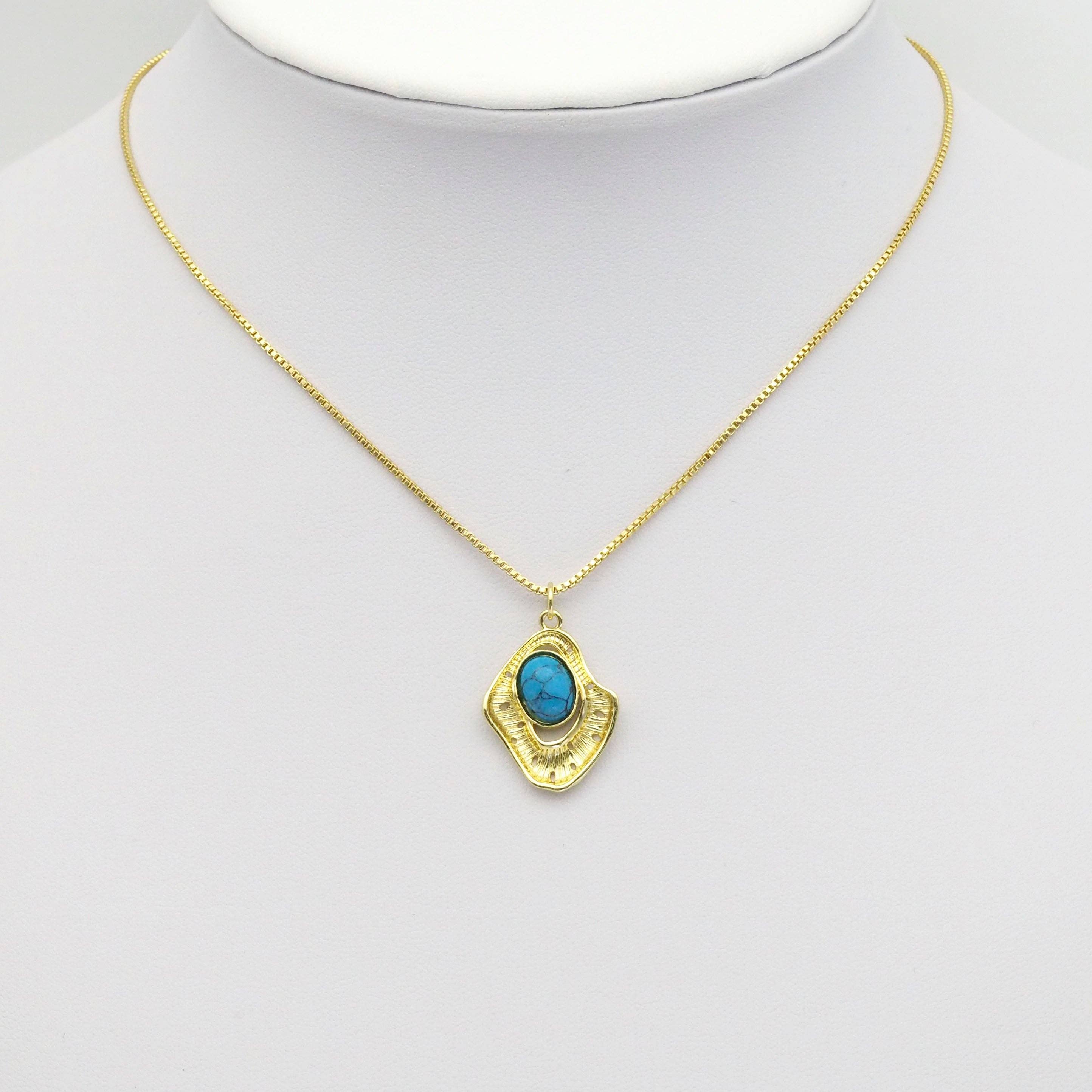 Gold Turquoise Malachite Stone Charm, Sku#Y798