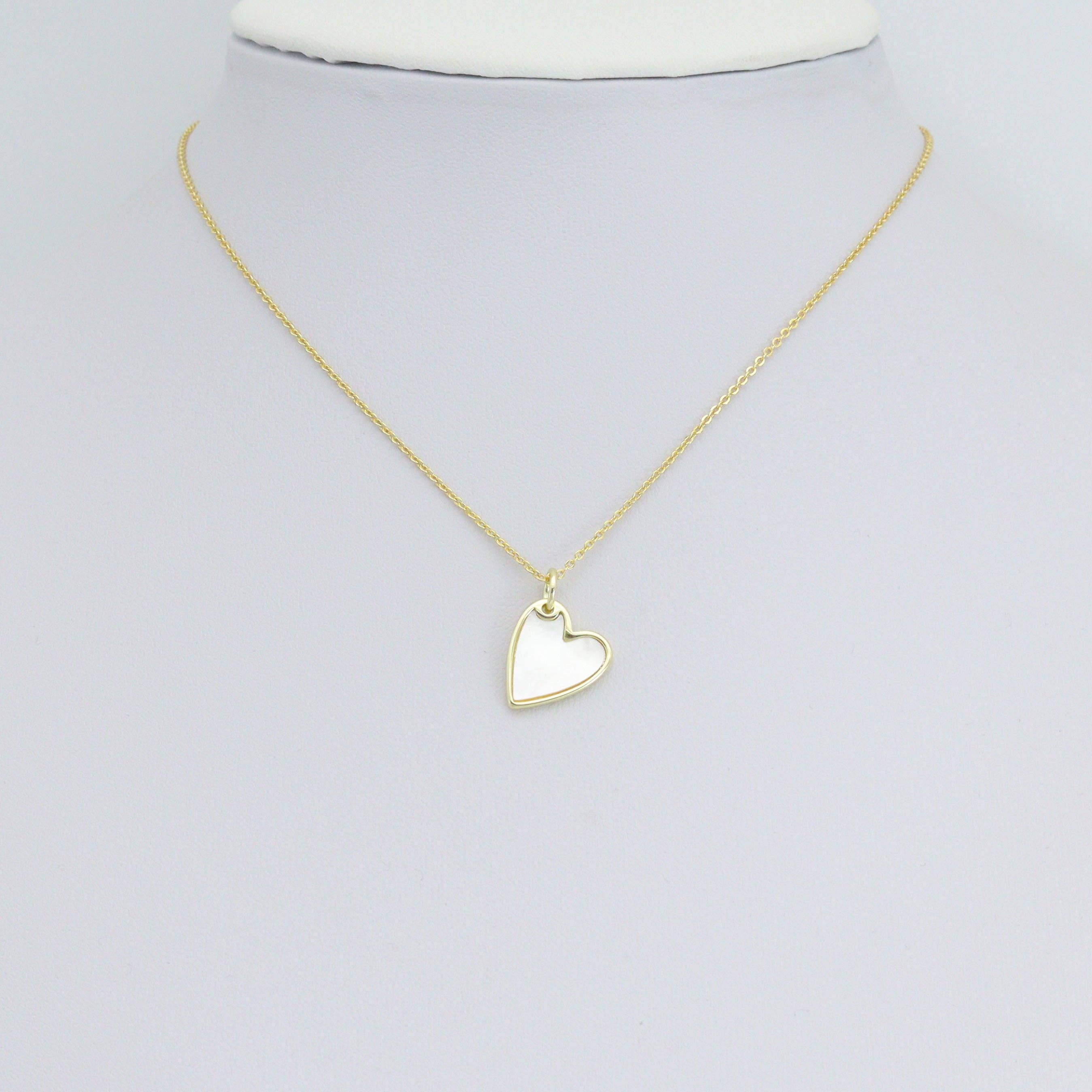 White Mother of Pearl Gold Heart Charm Pendant,Sku#LX880