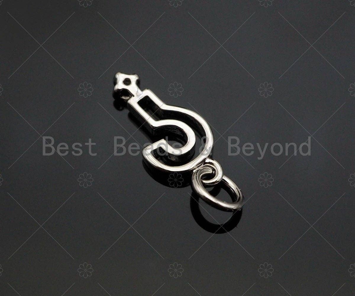 CZ Micro Pave Question Mark Pendant/Charm, Gold/Silver/Rose Gold Bracelet Necklace CZ Pave Pendant Charm, 11x6mm,Sku#Y371