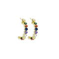 Colorful CZ Gold Arc Stud Earrings, Sku#A136