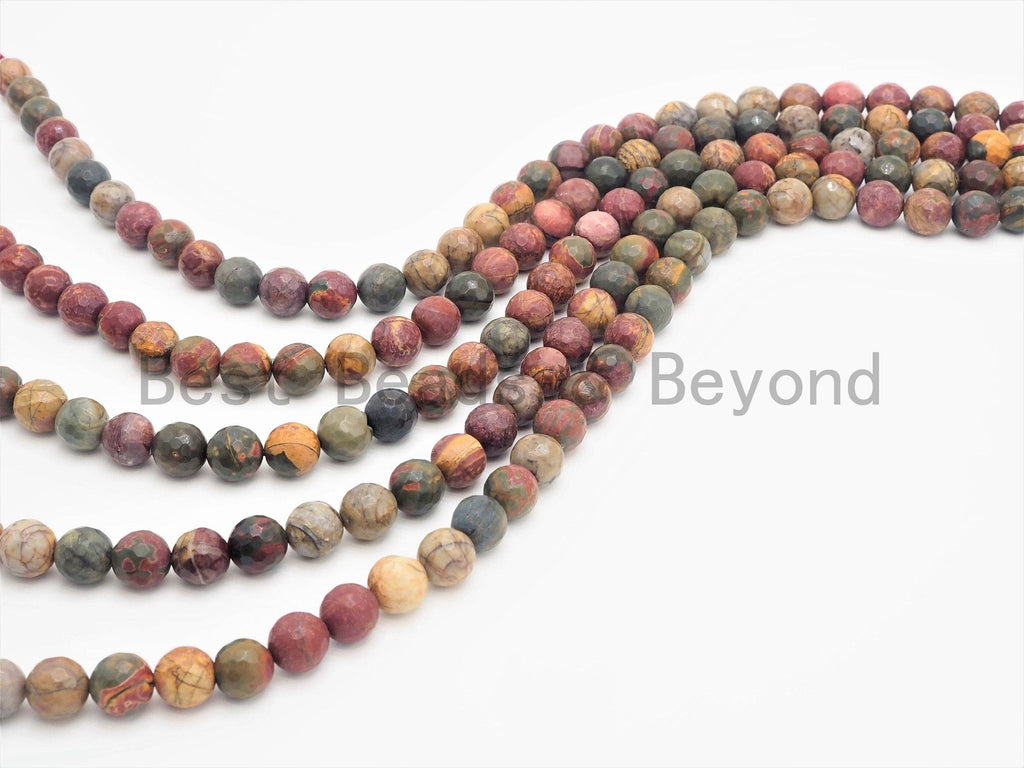 Natural Faceted Round Red Picasso Jasper beads, 6/8/10/12mm Natural Gemstone beads, Natural Red Jasper Beads, 15.5inch strand, SKU#U387