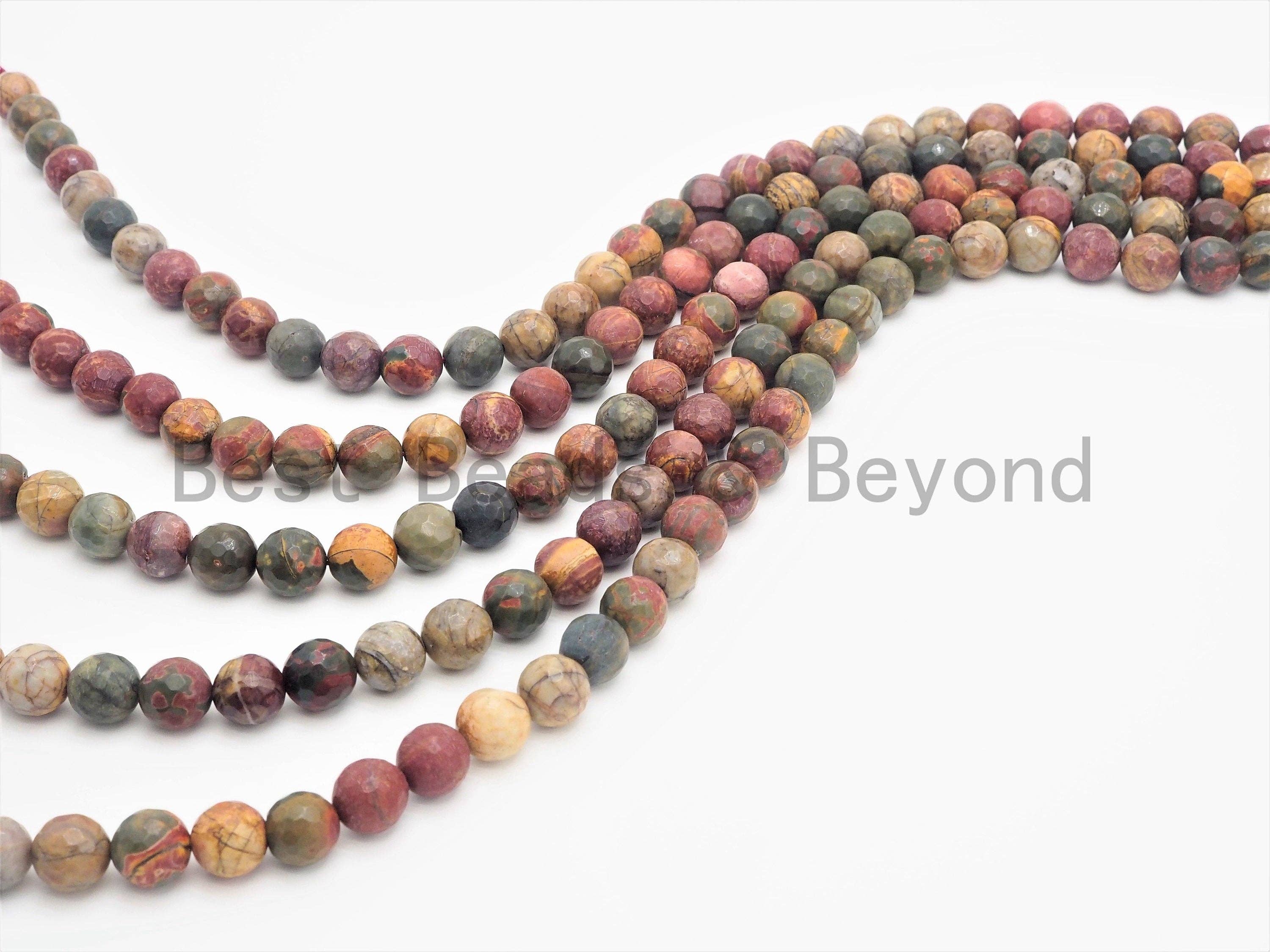Natural Faceted Round Red Picasso Jasper beads, 6/8/10/12mm Natural Gemstone beads, Natural Red Jasper Beads, 15.5inch strand, SKU#U387