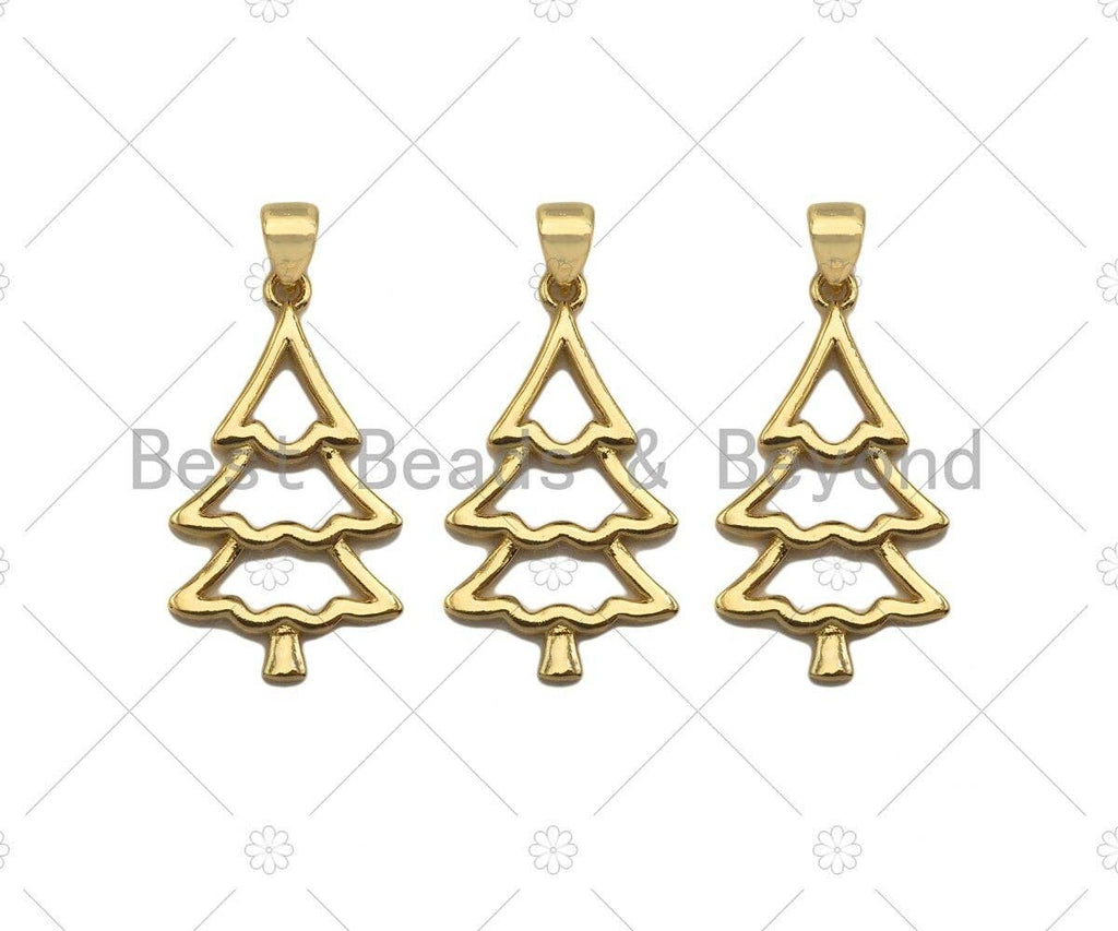 18k Gold Color Christmas Tree Shape Pendant, Dainty Gold Pendant, Christmas Charm, ,27x15mm, Sku#LK205