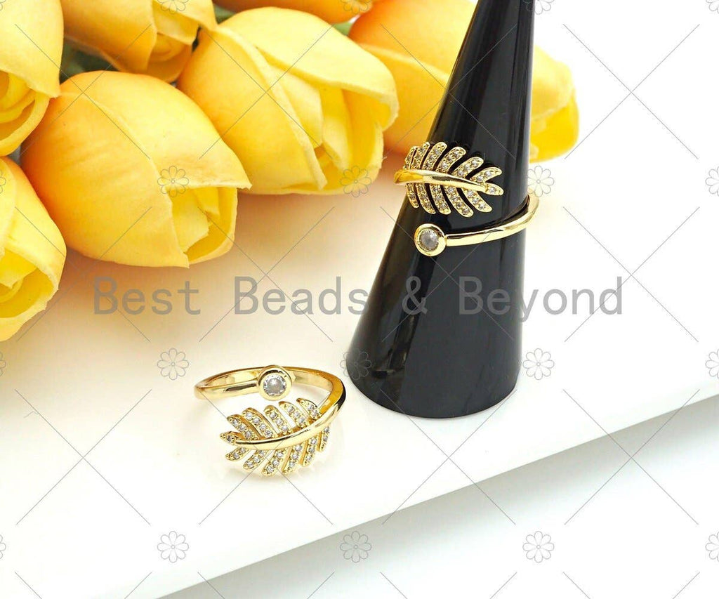 CZ Leaf Shape Adjustable Ring, Sku#X194