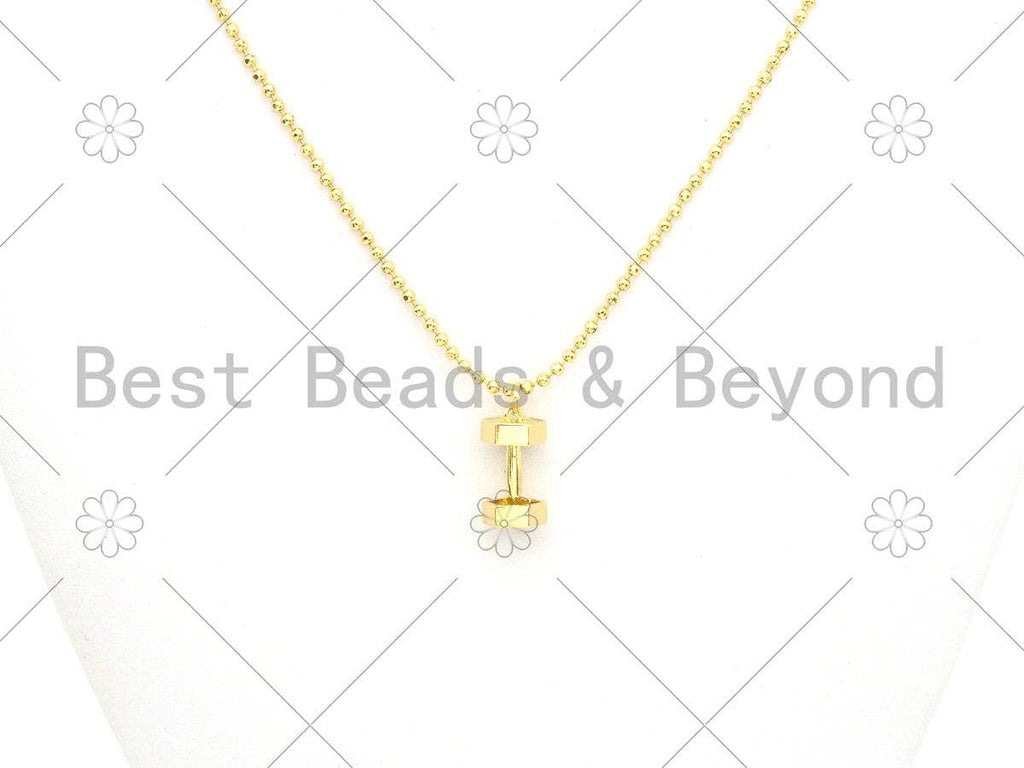 Gold/ Silver Dumbbell Shape Pendant/Charm, 18K Gold Filled Dumbbell Charm, Necklace Bracelet Charm Pendant, 9x18mm,Sku#L580