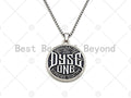 Men's Engraved Disc Pendant Stainless Steel Necklacesku#L342