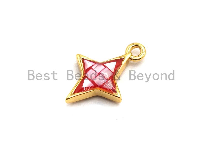 100% Natural Hot Pink Color North Star Shell Charm/Pendant, Hot Pink Shell Charm/Pendant, Natural Shell Charm, 10x14mm,SKU#Z347