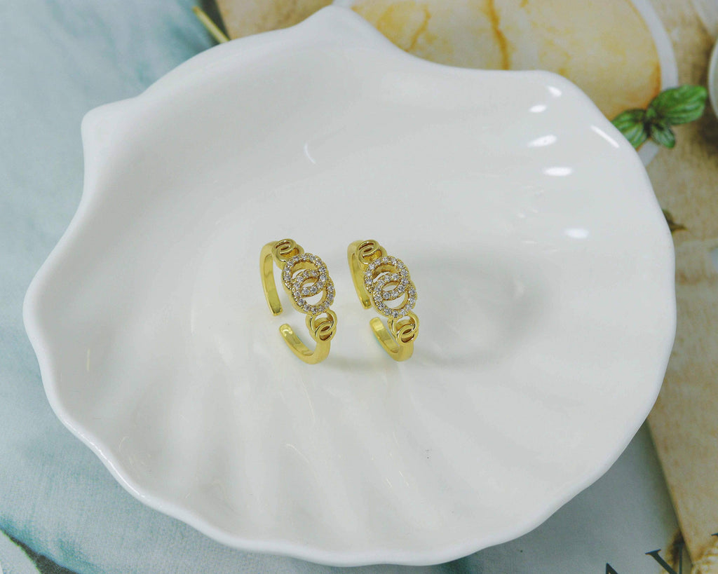 CZ Round Circle Adjustable Ring, Sku#LD213