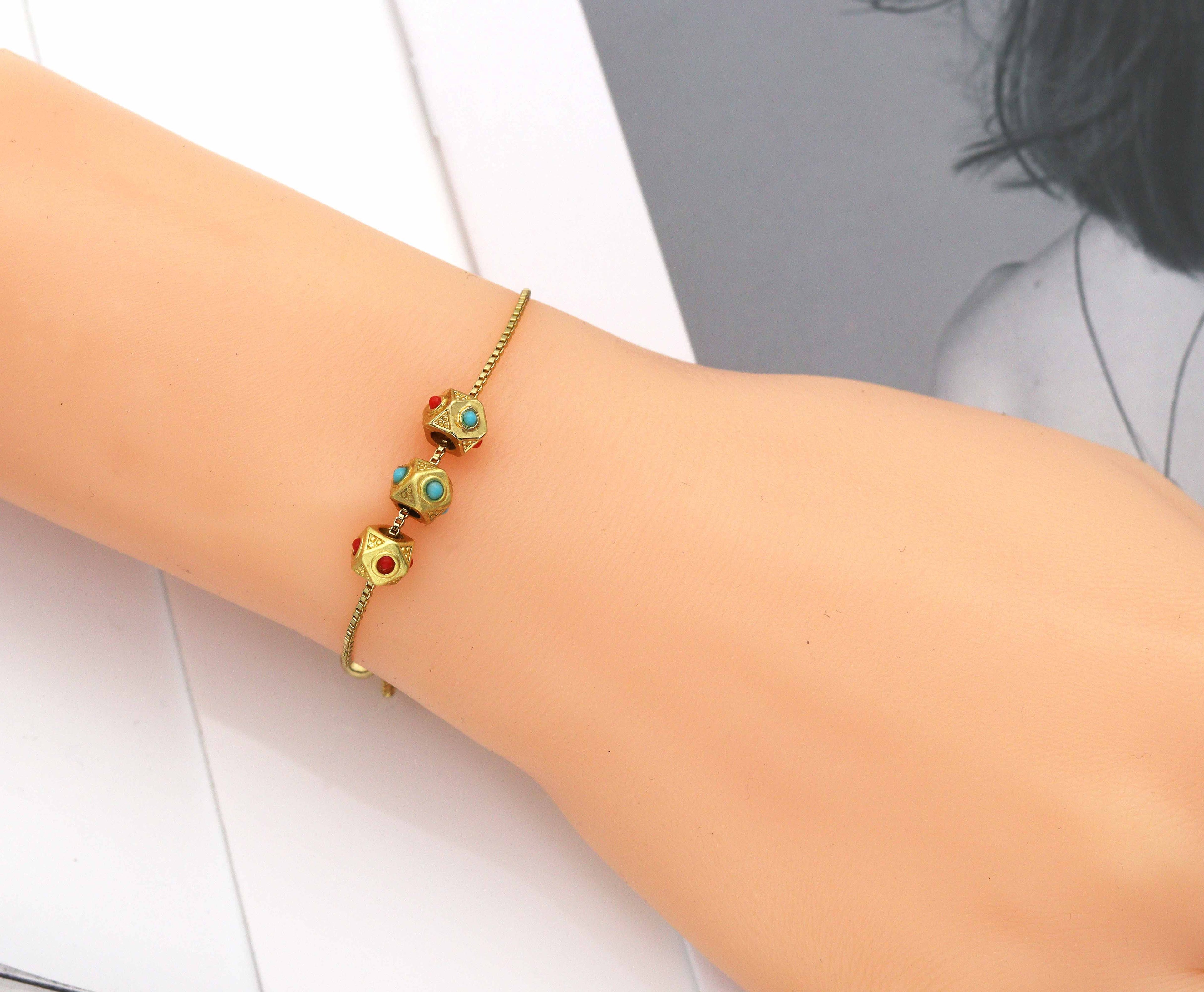 Gold Enamel Polygon Beads, Sku#LX64
